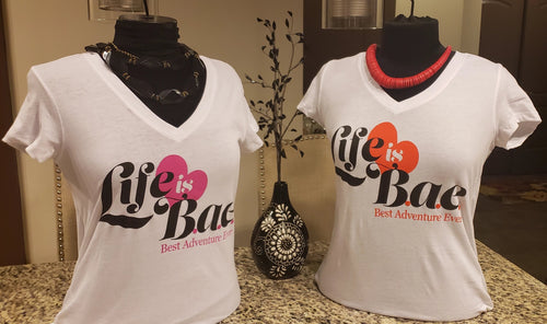 Life is B.a.e Fitted Tee - White