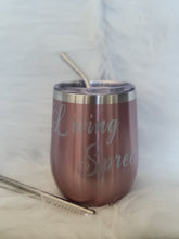 Load image into Gallery viewer, Rose Gold &amp; Silver Wine Tumbler + Straw Kit