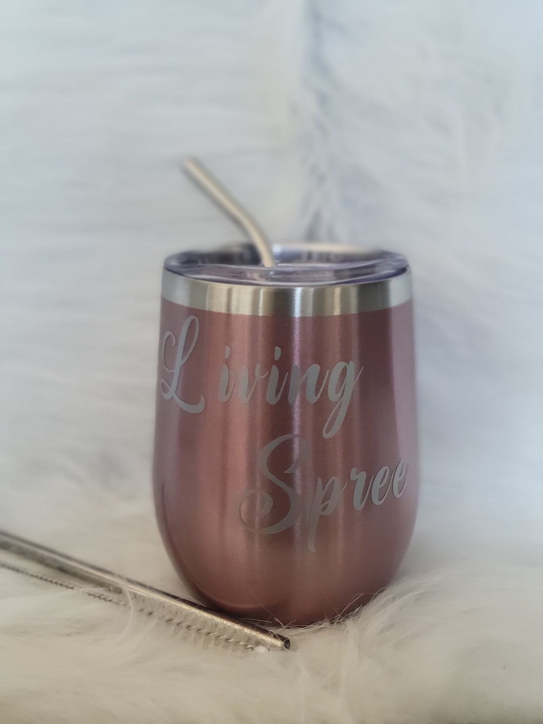 Rose Gold & Silver Wine Tumbler + Straw Kit