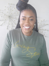 Load image into Gallery viewer, Army Green &amp; Metallic Gold Long Sleeve Tee