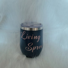 Load image into Gallery viewer, 2 Navy &amp; Rose Gold Wine Tumblers + Straw Kits