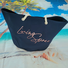 Load image into Gallery viewer, NAVY &amp; ROSE GOLD OALS Beach Bag