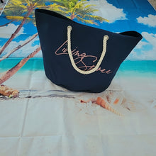Load image into Gallery viewer, NAVY &amp; ROSE GOLD OALS Beach Bag