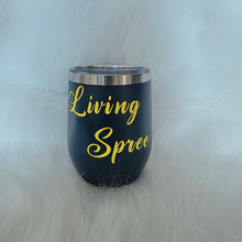 Load image into Gallery viewer, 2 Navy &amp; Bright Yellow Wine Tumblers + Straw Kits
