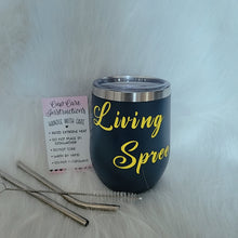 Load image into Gallery viewer, Navy &amp; Bright Yellow Wine Tumbler + Straw Kit