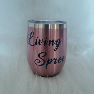 Rose Gold & Navy Wine Tumbler + Straw Kit