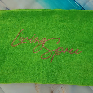 Lime Green & Rose Gold Beach Towel with Matching Clips