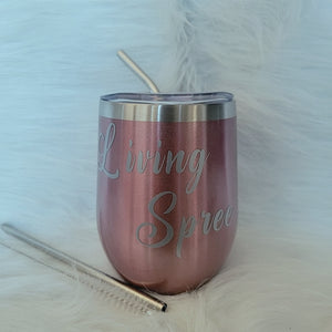 Rose Gold & Silver Wine Tumbler + Straw Kit