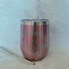 Load image into Gallery viewer, 2 Rose Gold &amp; Silver Wine Tumblers + Straw Kits