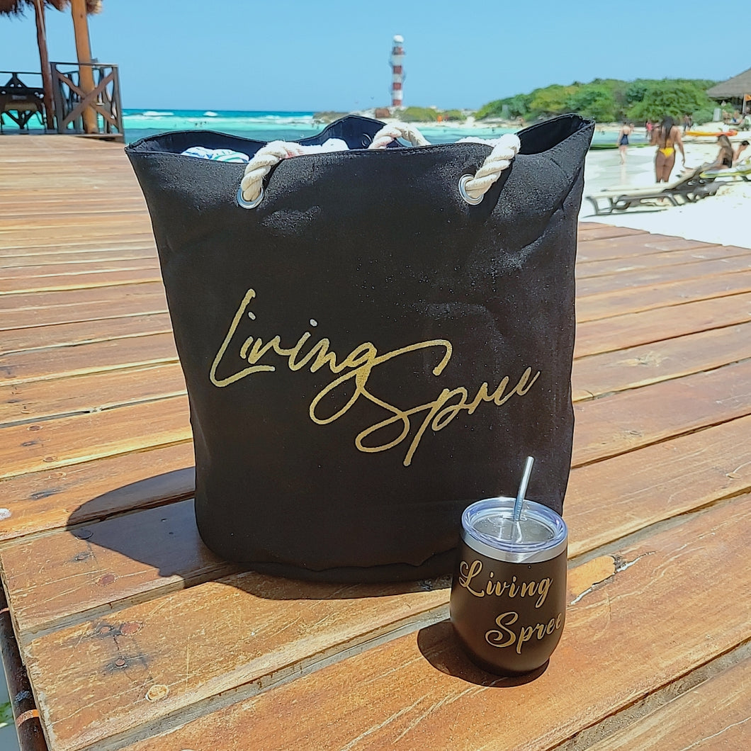 2 Black & Gold Wine Tumblers + Straw Kits