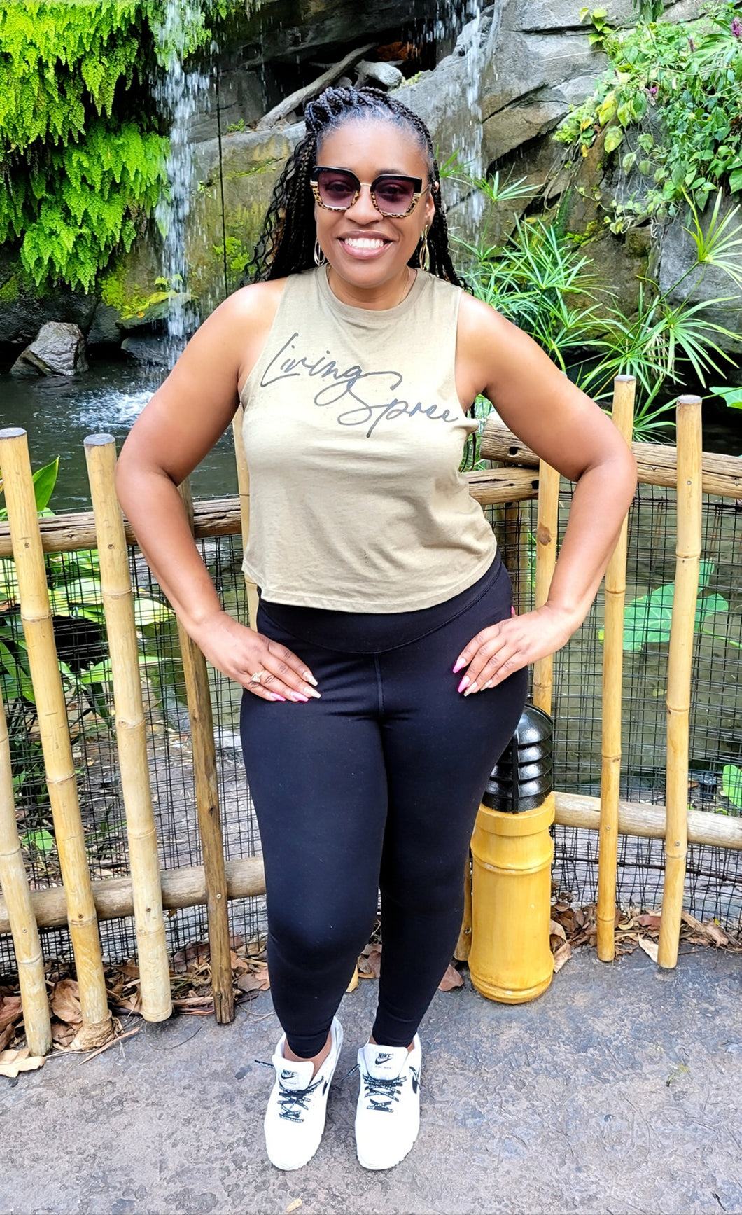 Army Green & Black Razor Back Crop Tank