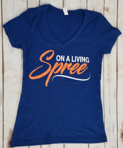 Cobalt Blue & Orange Fitted  V-Neck Tee