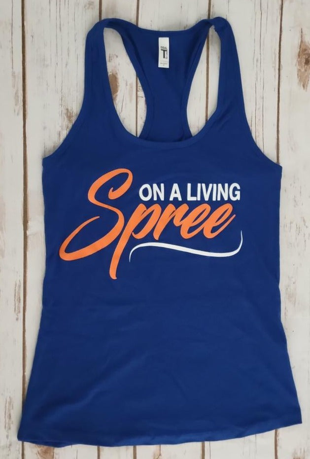 Cobalt Blue & Orange Fitted Razor Back Tank