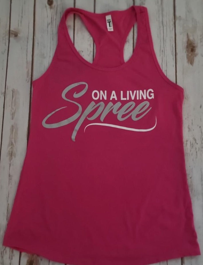 Raspberry & Silver Fitted Razor Back Tank