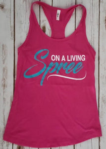 Raspberry & Turquoise Fitted Razor Back Tank