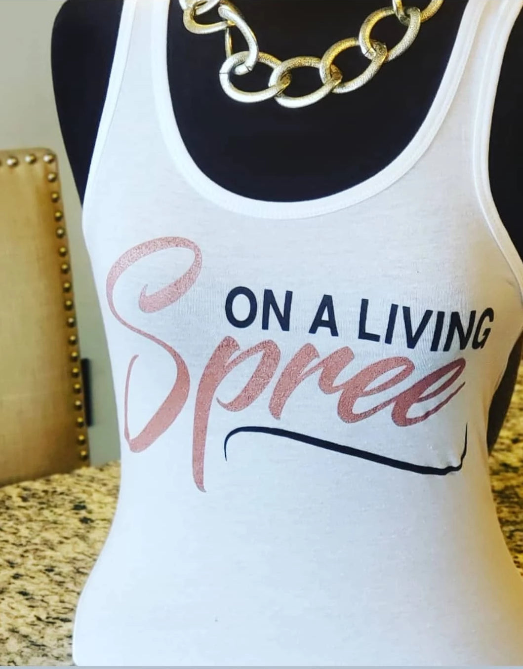 White or Black Rose Gold On A Living Spree Tank