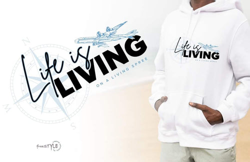 PRE ~ ORDER WHITE UNISEX Life is LIVING Classic Hoodie