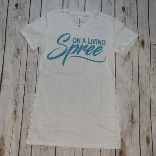 White & Turquoise Fitted Tee