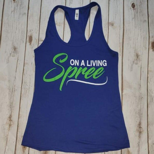 Cobalt Blue & Lime Green Fitted Razor Back Tank