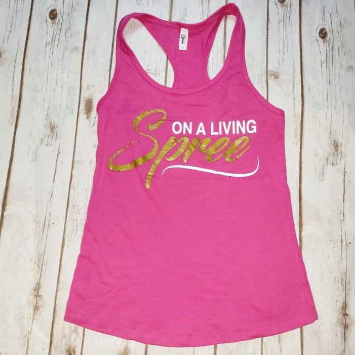 Raspberry & Gold Fitted Razor Back Tank