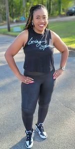 Black and White Razor Back Crop Tank