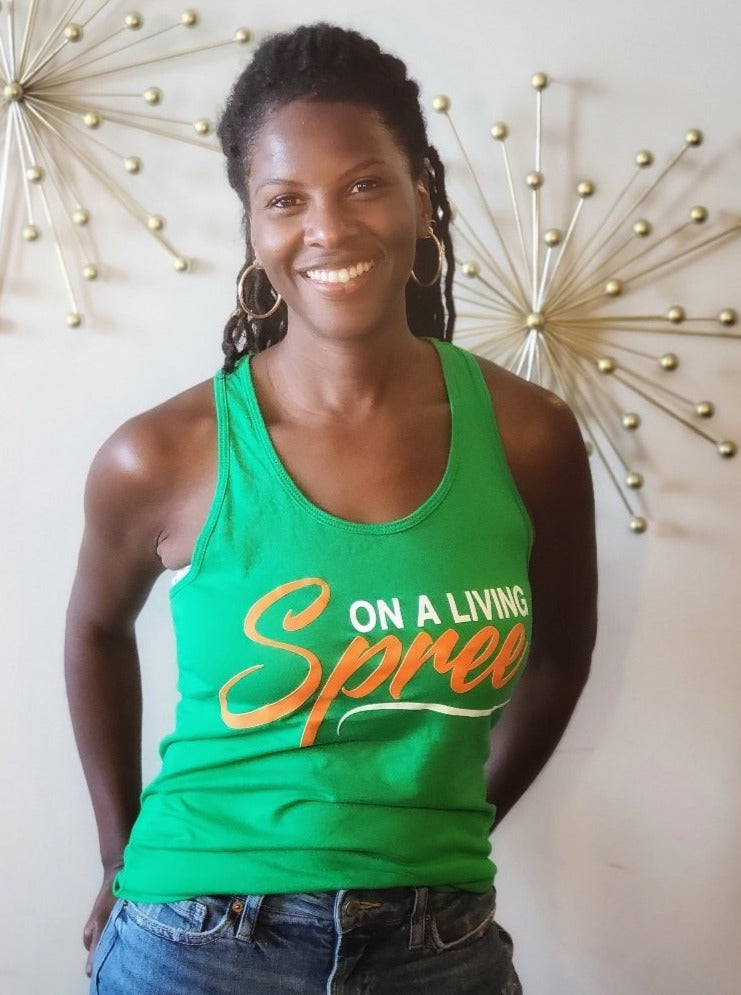 Green & Orange Fitted Razor Back Tank