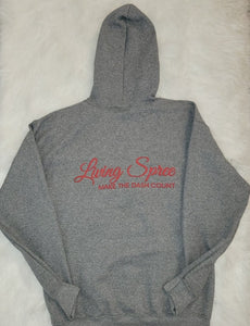 MAKE THE DASH COUNT BLING GRAY & MAUVE ZIP UP HOODIE