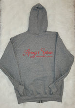 Load image into Gallery viewer, MAKE THE DASH COUNT GRAY &amp; MAUVE ZIP UP HOODIE