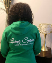 Load image into Gallery viewer, MAKE THE DASH COUNT GREEN &amp; WHITE ZIP UP HOODIE