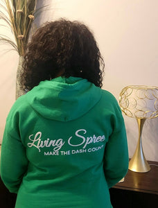 MAKE THE DASH COUNT BLING GREEN & WHITE ZIP UP HOODIE
