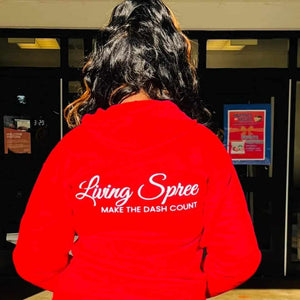 MAKE THE DASH COUNT RED & WHITE ZIP UP HOODIE